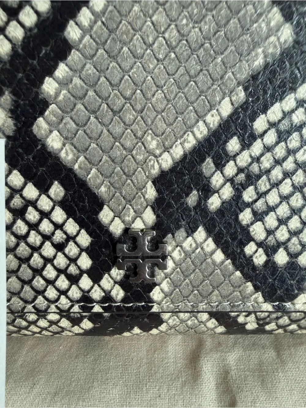 Tory Burch Robinson Snakeskin Embossed Wallet on Chain WOC Crossbody Clutch